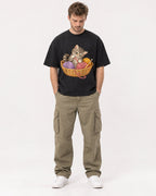 Mockup Boxy Heavyweight Tee Black male full-body 08