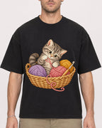Mockup Boxy Heavyweight Tee Black male close-up 08