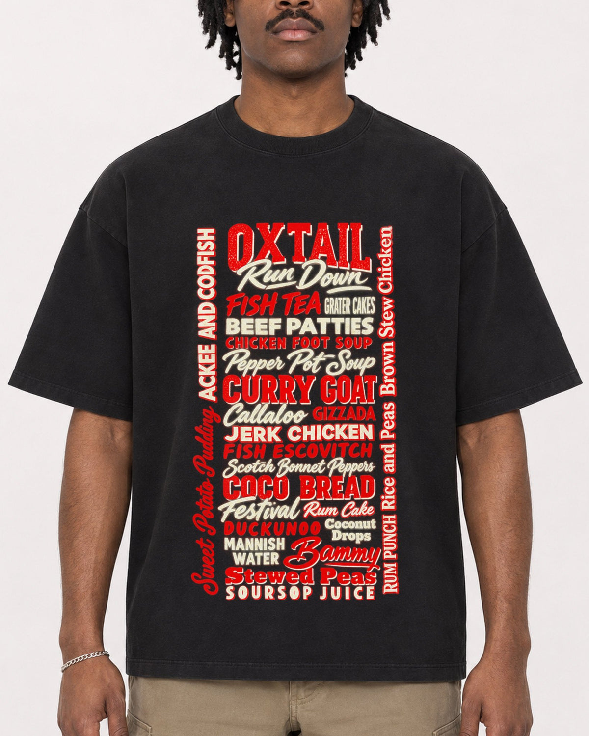Mockup Boxy Heavyweight Tee Black male close-up 04