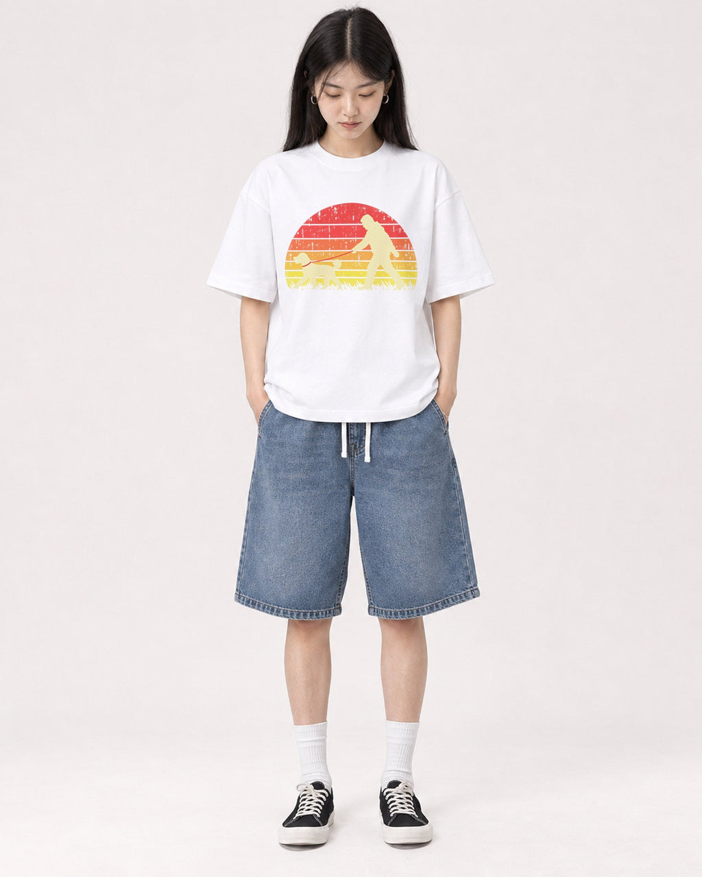 Mockup Boxy Heavyweight Tee White female full-body 01