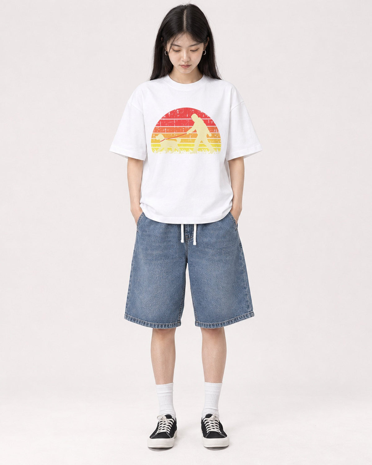 Mockup Boxy Heavyweight Tee White female full-body 01