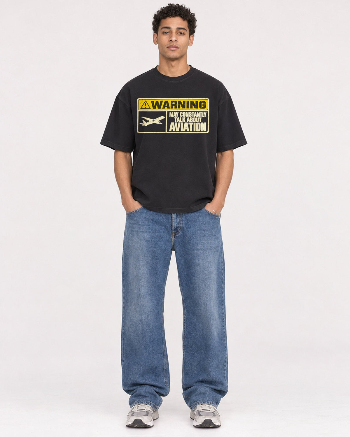Mockup Boxy Heavyweight Tee Black male full-body 10