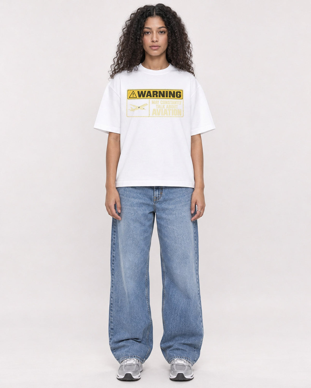 Mockup Boxy Heavyweight Tee White female full-body 10