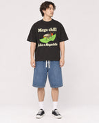 Mockup Boxy Heavyweight Tee Black male full-body 03