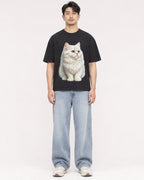 Mockup Boxy Heavyweight Tee Black male full-body 13