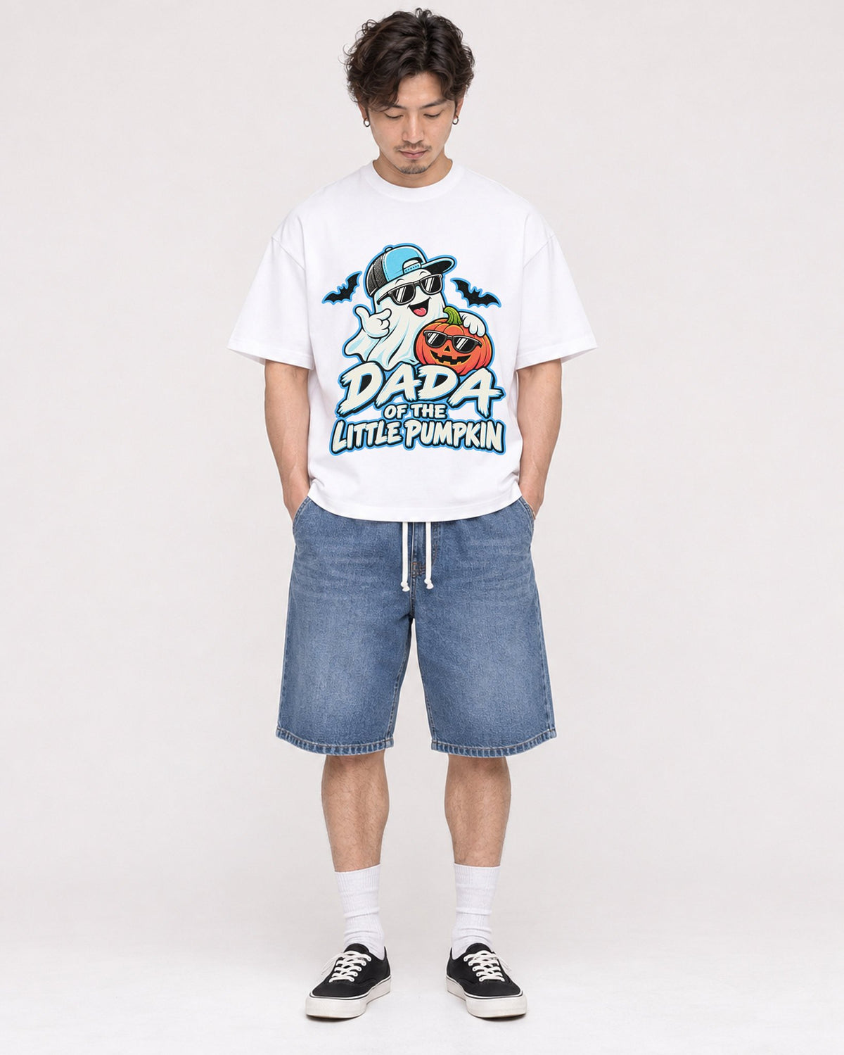 Mockup Boxy Heavyweight Tee White male full-body 03