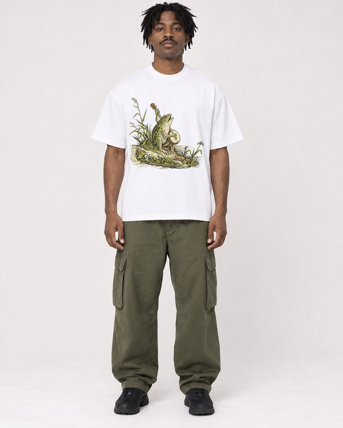 Mockup Boxy Heavyweight Tee White male full-body 04