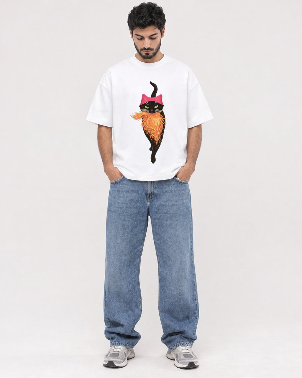 Mockup Boxy Heavyweight Tee White male full-body 07