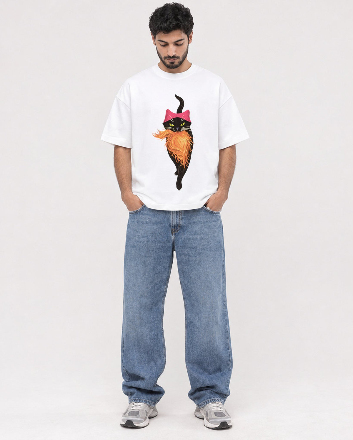 Mockup Boxy Heavyweight Tee White male full-body 07