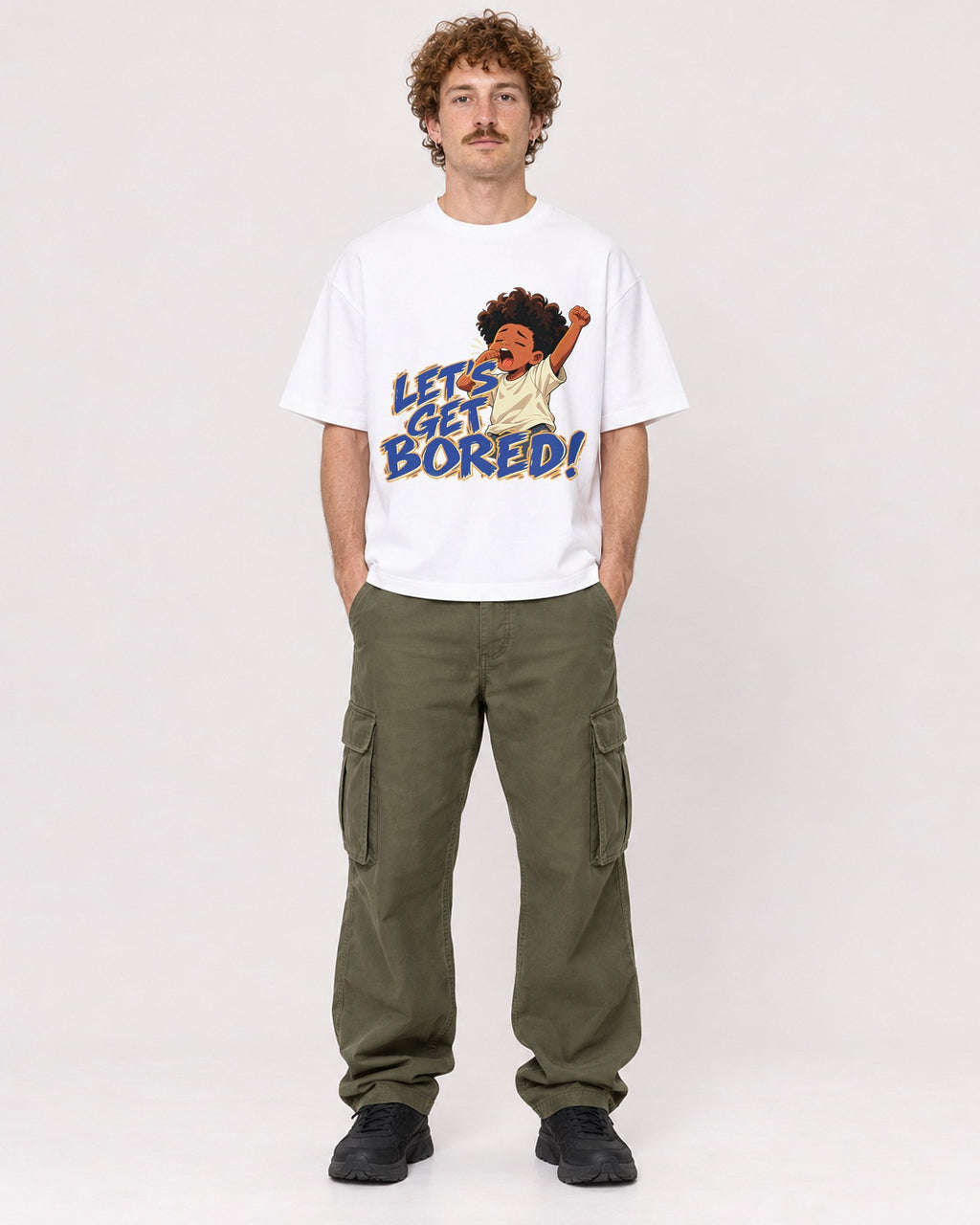 Mockup Boxy Heavyweight Tee White male full-body 09