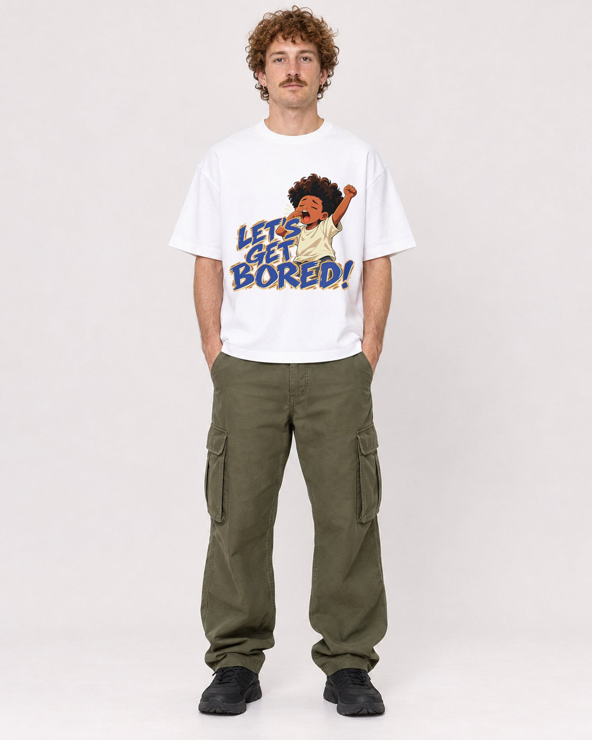 Mockup Boxy Heavyweight Tee White male full-body 09