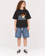Mockup Boxy Heavyweight Tee Black female full-body 09