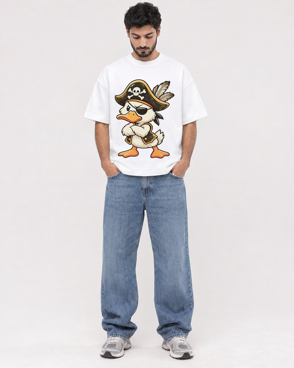 Mockup Boxy Heavyweight Tee White male full-body 07