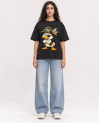 Mockup Boxy Heavyweight Tee Black female full-body 07