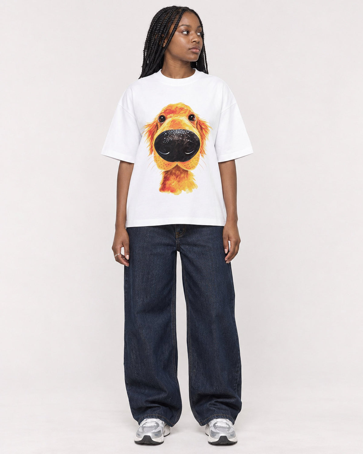 Mockup Boxy Heavyweight Tee White female full-body 04