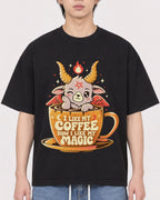 Mockup Boxy Heavyweight Tee Black male close-up 11