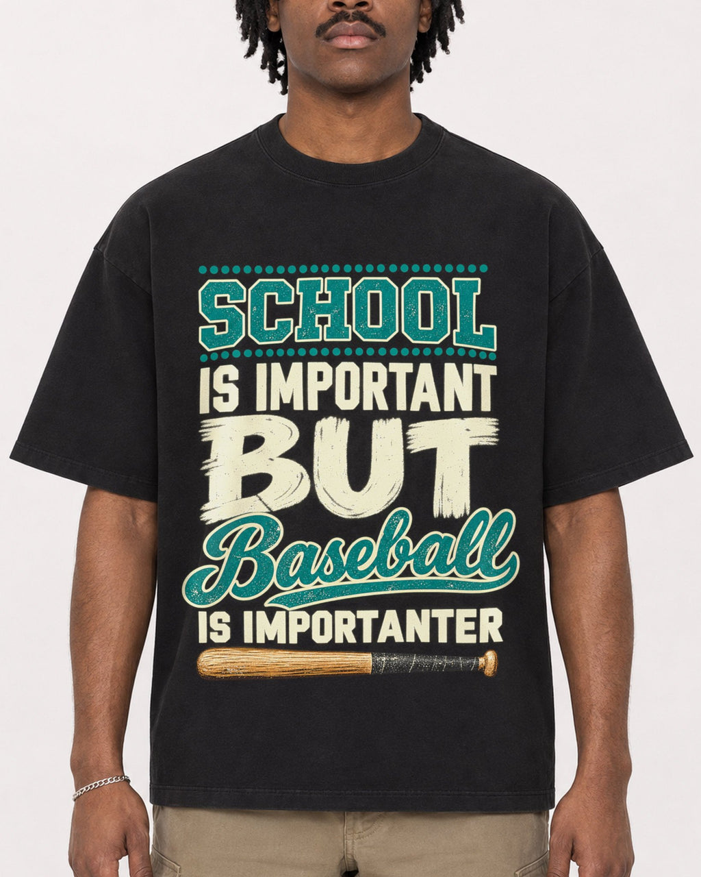 Mockup Boxy Heavyweight Tee Black male close-up 04