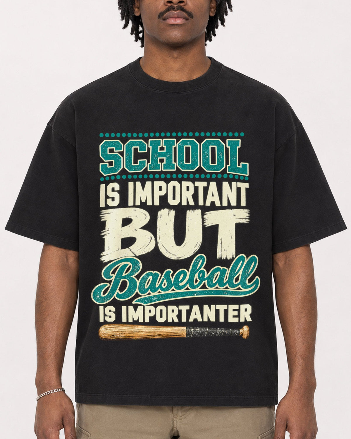 Mockup Boxy Heavyweight Tee Black male close-up 04