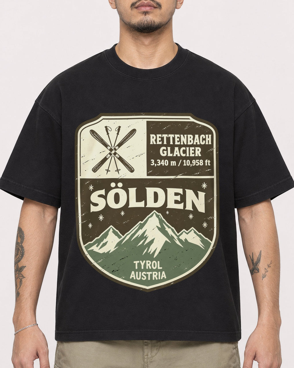 Mockup Boxy Heavyweight Tee Black male close-up 12