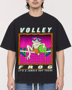 Mockup Boxy Heavyweight Tee Black male close-up 23