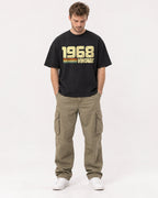 Mockup Boxy Heavyweight Tee Black male full-body 08
