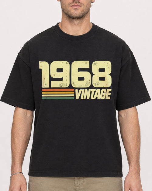Mockup Boxy Heavyweight Tee Black male close-up 08