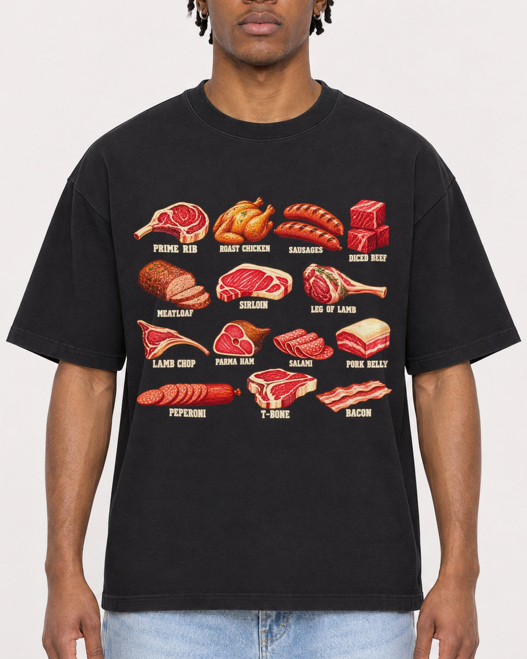 Mockup Boxy Heavyweight Tee Black male close-up 05