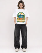 Mockup Boxy Heavyweight Tee White female full-body 33