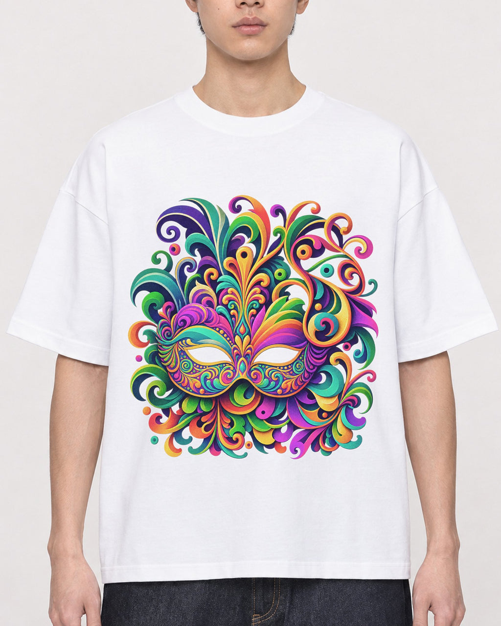 Mockup Boxy Heavyweight Tee White male close-up 01