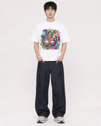 Mockup Boxy Heavyweight Tee White male full-body 01