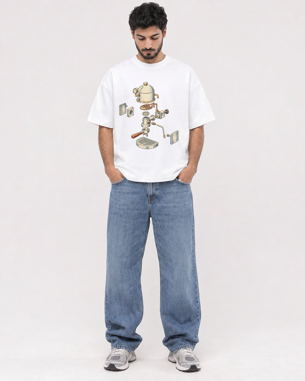 Mockup Boxy Heavyweight Tee White male full-body 07