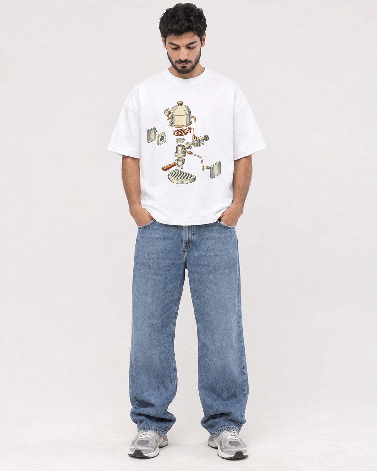 Mockup Boxy Heavyweight Tee White male full-body 07
