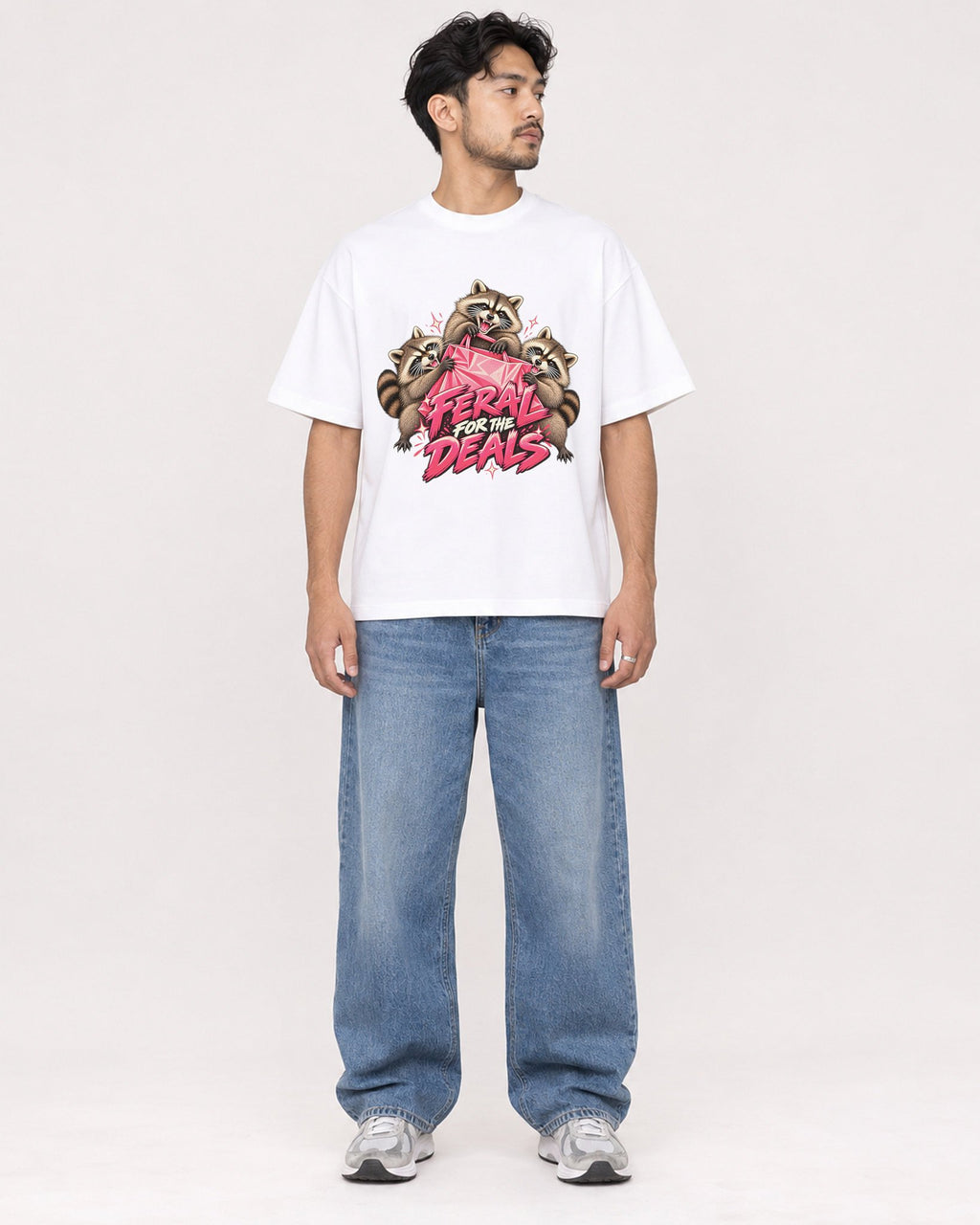 Mockup Boxy Heavyweight Tee White male full-body 02