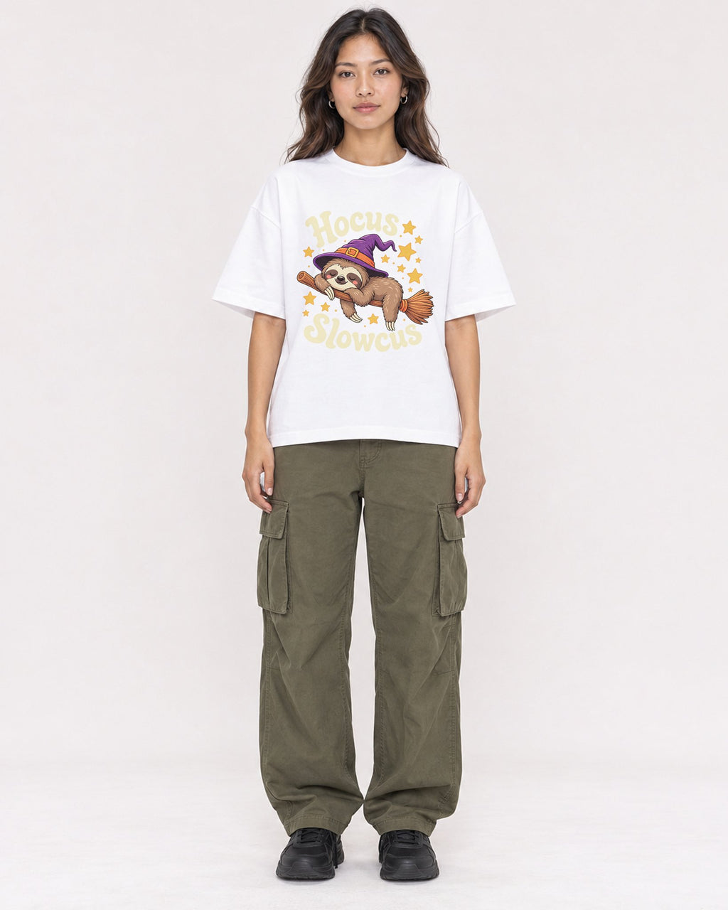 Mockup Boxy Heavyweight Tee White female full-body 02
