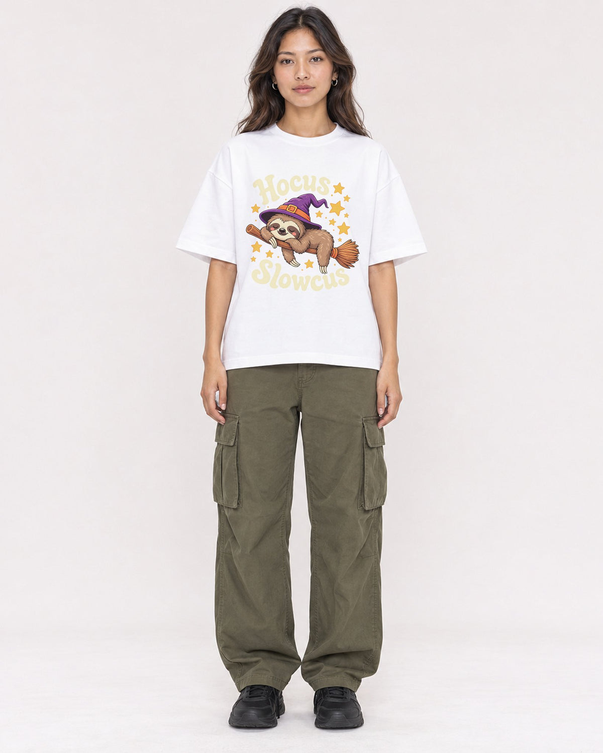 Mockup Boxy Heavyweight Tee White female full-body 02