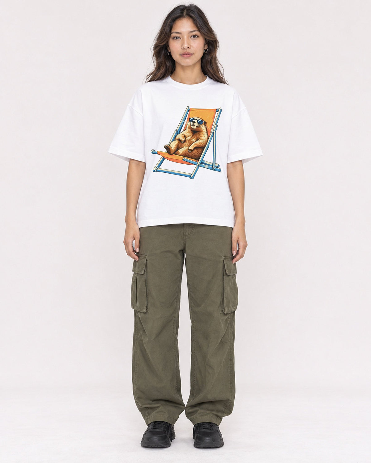 Mockup Boxy Heavyweight Tee White female full-body 02