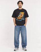 Mockup Boxy Heavyweight Tee Black male full-body 02