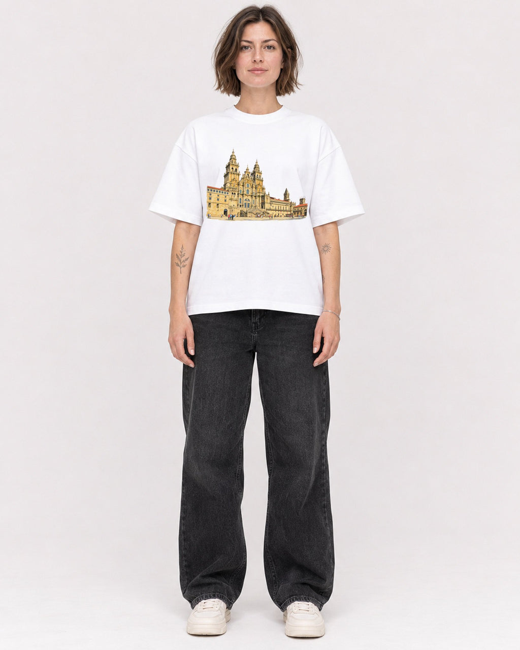 Mockup Boxy Heavyweight Tee White female full-body 18