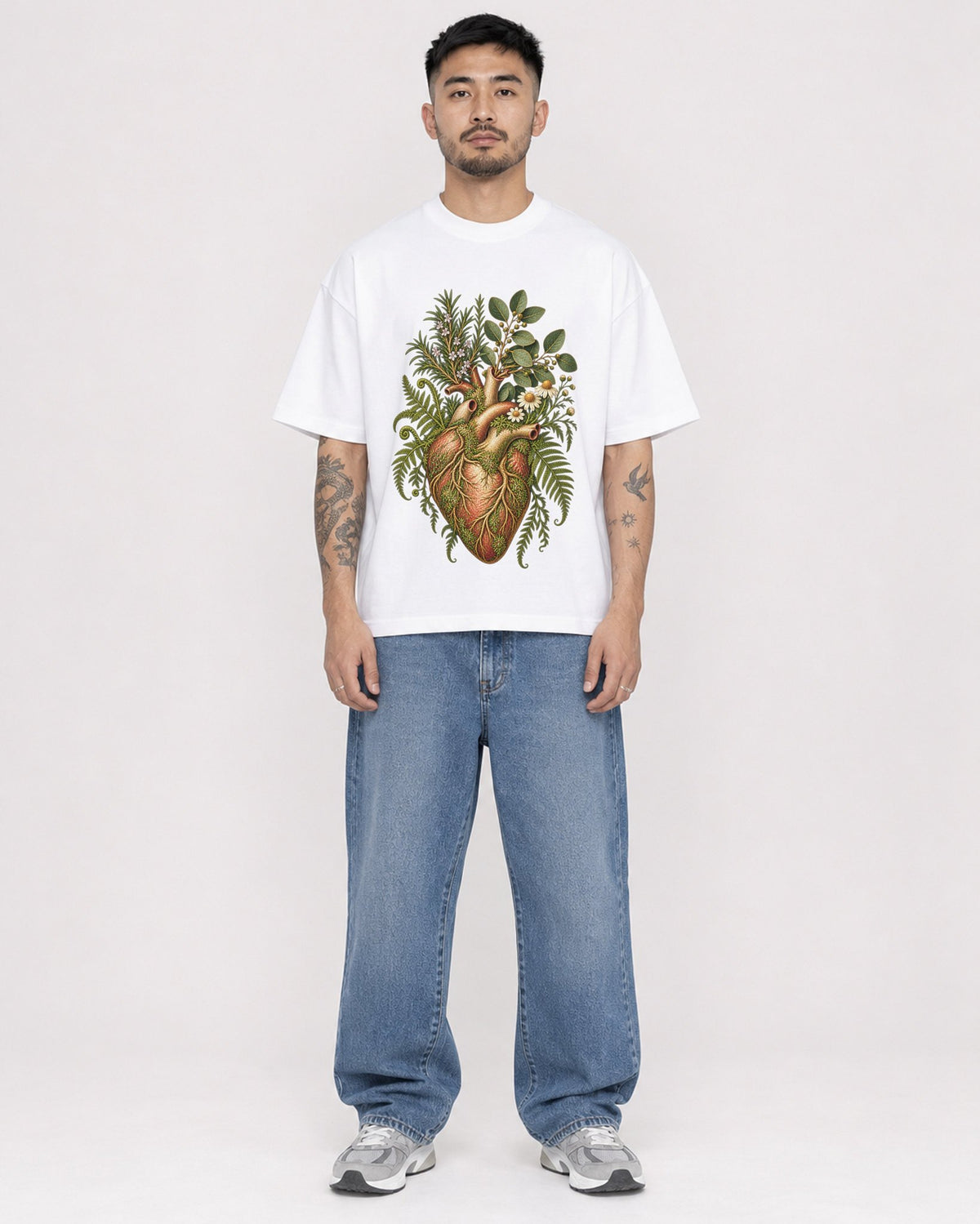Mockup Boxy Heavyweight Tee White male full-body 12