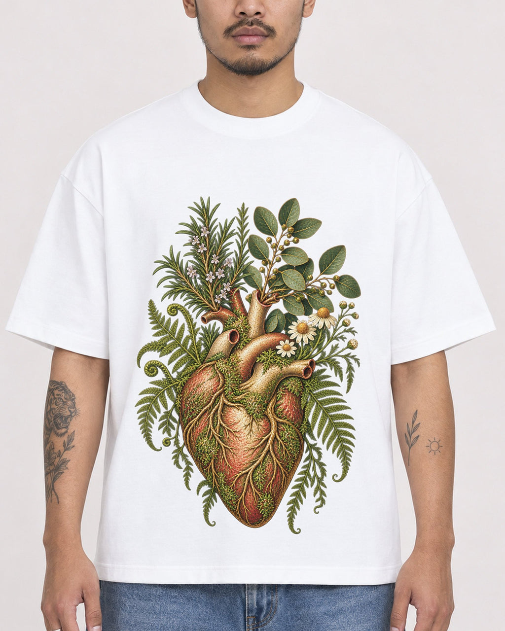 Mockup Boxy Heavyweight Tee White male close-up 12