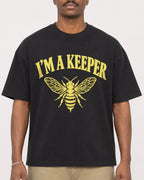 Mockup Boxy Heavyweight Tee Black male close-up 44