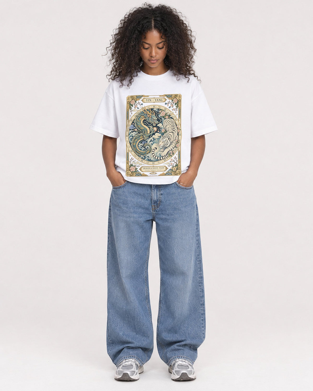 Mockup Boxy Heavyweight Tee White female full-body 05