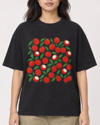 Mockup Boxy Heavyweight Tee Black female close-up 02