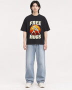 Mockup Boxy Heavyweight Tee Black male full-body 41