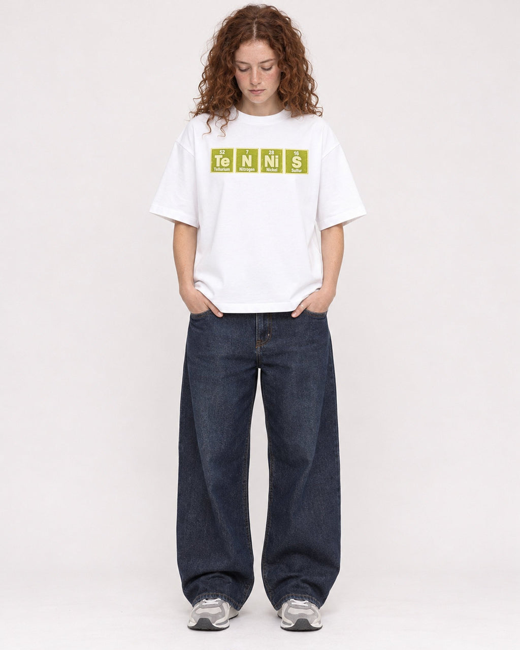 Mockup Boxy Heavyweight Tee White female full-body 09