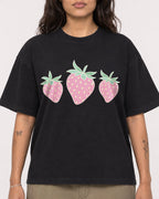Mockup Boxy Heavyweight Tee Black female close-up 06
