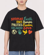 Mockup Boxy Heavyweight Tee Black male close-up 11