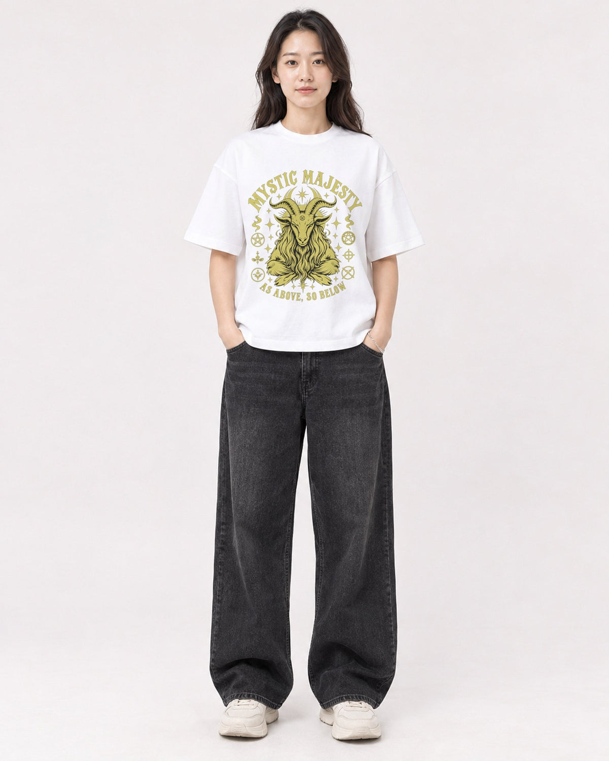 Mockup Boxy Heavyweight Tee White female full-body 03