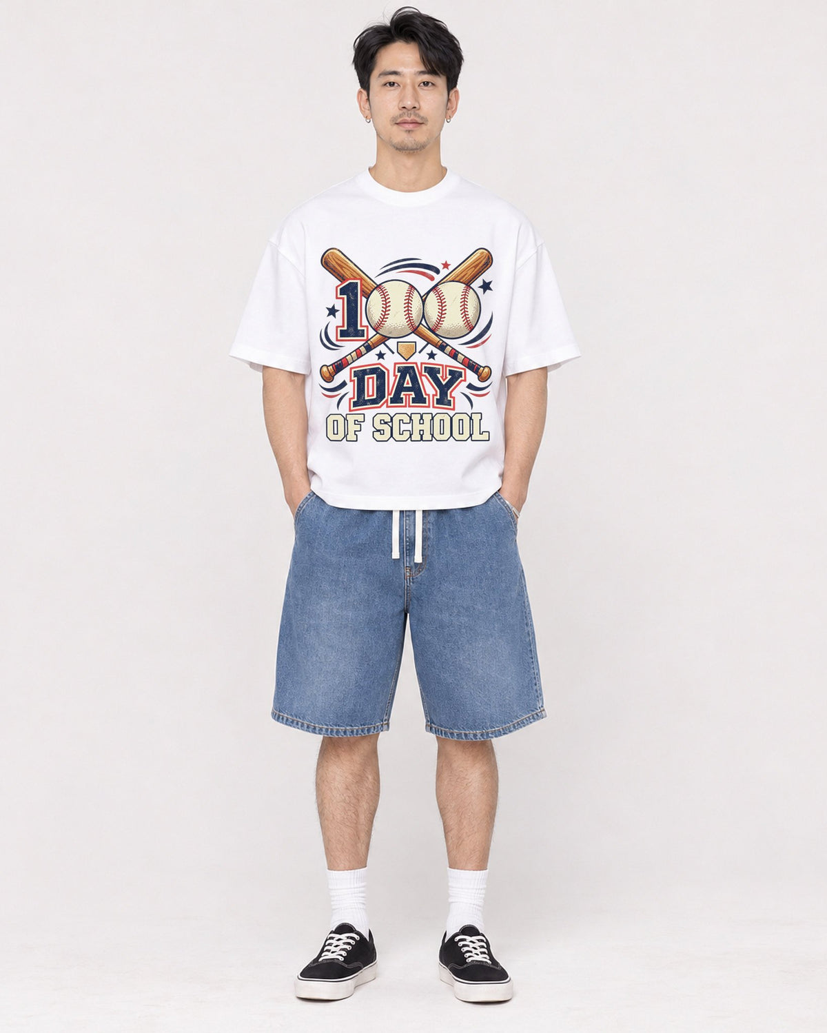 Mockup Boxy Heavyweight Tee White male full-body 13