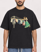 Mockup Boxy Heavyweight Tee Black male close-up 07